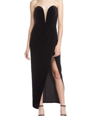 Lulus Black Velvet Strapless Maxi Dress Size S